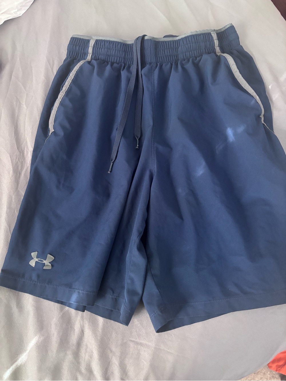 Under Armour Men's Navy Athletic Shorts with White Trim